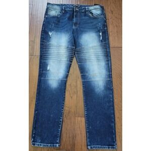 Southpole Men's Blue Skinny Urban Hip Hop Acid Washed Denim Jeans Sz 38x32